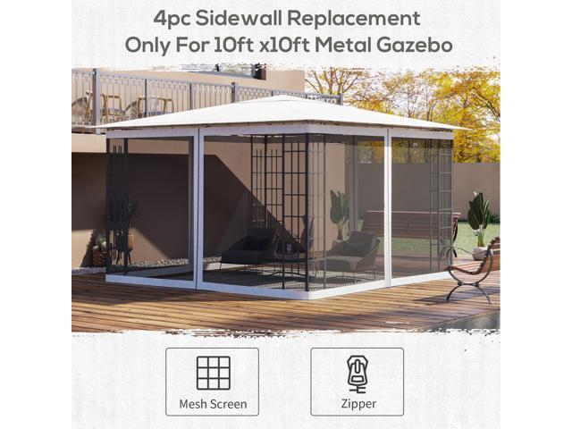 10' x 12' Replacement Mesh Sidewall Netting for Patio Gazebos and Canopy Tents with Zippers (Sidewall Only), White