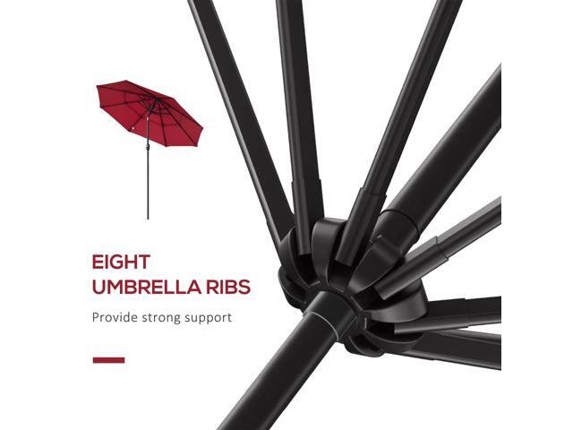 9FT 3 Tiers Patio Umbrella Outdoor Market Umbrella with Crank, Push Button Tilt for Deck, Backyard and Lawn, Wine Red
