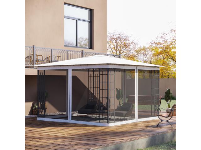 10' x 12' Replacement Mesh Sidewall Netting for Patio Gazebos and Canopy Tents with Zippers (Sidewall Only), White