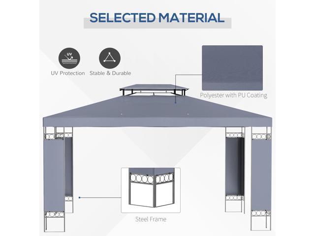 10' x 13' Patio Gazebo, Double Roof Outdoor Gazebo Canopy Shelter with Screen Decorate Corner Frame, for Garden, Lawn, Backyard and Deck, Gray