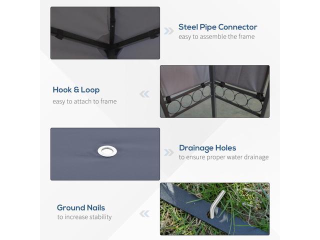 10' x 13' Patio Gazebo, Double Roof Outdoor Gazebo Canopy Shelter with Screen Decorate Corner Frame, for Garden, Lawn, Backyard and Deck, Gray
