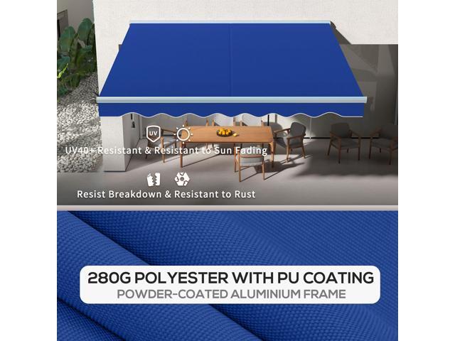 13' x 10' Electric Awning with LED Lights, Retractable Awning, UV40+ Sun Shade Shelter with Remote Controller and Crank Handle for Deck, Balcony,...