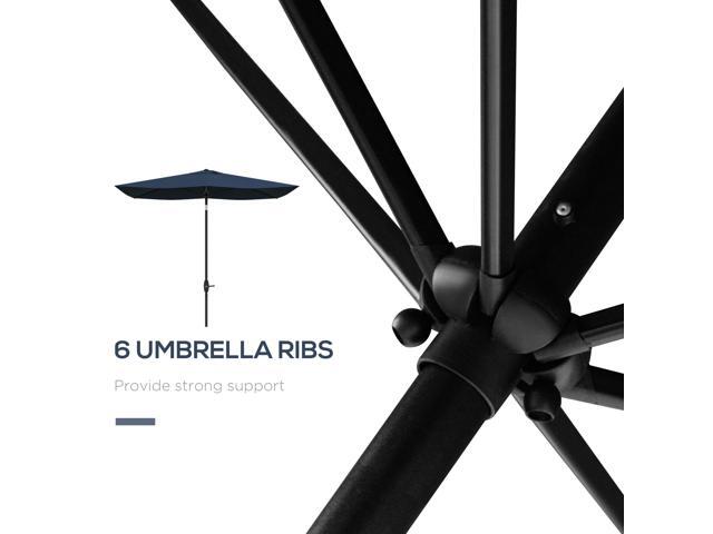6.5' x 10' Rectangular Market Umbrella, Patio Outdoor Table Umbrella with Crank and Push Button Tilt, Blue