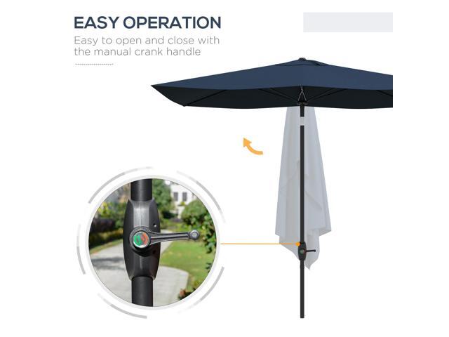 6.5' x 10' Rectangular Market Umbrella, Patio Outdoor Table Umbrella with Crank and Push Button Tilt, Blue