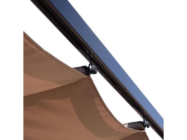 10' x 13' Outdoor Retractable Pergola Canopy, Aluminum Patio Pergola, Backyard Shade Shelter for Porch Party, Garden, Grill Gazebo, Brown