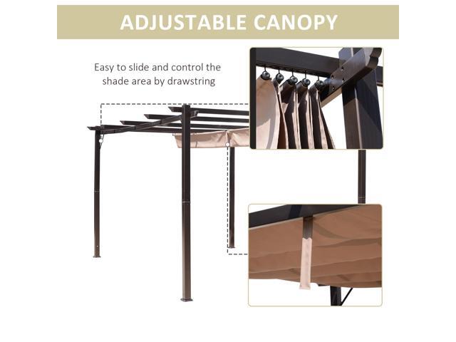 10' x 13' Outdoor Retractable Pergola Canopy, Aluminum Patio Pergola, Backyard Shade Shelter for Porch Party, Garden, Grill Gazebo, Brown