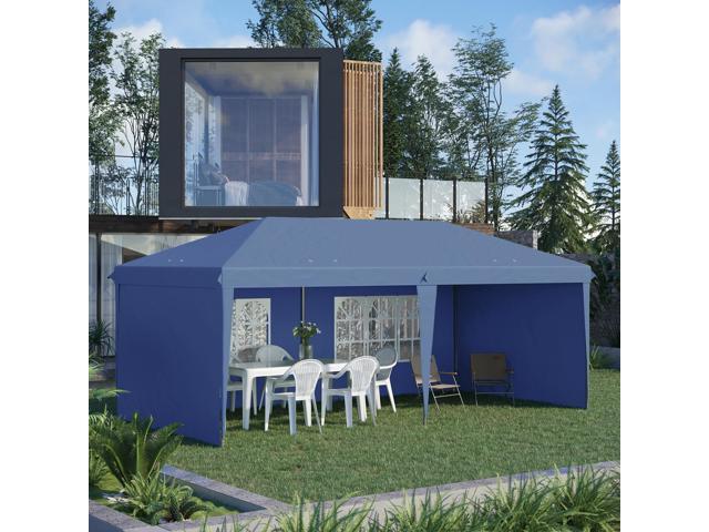 10' x 20' Pop Up Canopy Tent with 4 Sidewalls, Heavy Duty Tents for Parties, Outdoor Instant Gazebo with Carry Bag, for Outdoor, Garden, Patio, Blue