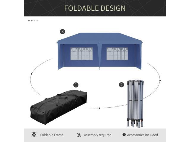 10' x 20' Pop Up Canopy Tent with 4 Sidewalls, Heavy Duty Tents for Parties, Outdoor Instant Gazebo with Carry Bag, for Outdoor, Garden, Patio, Blue