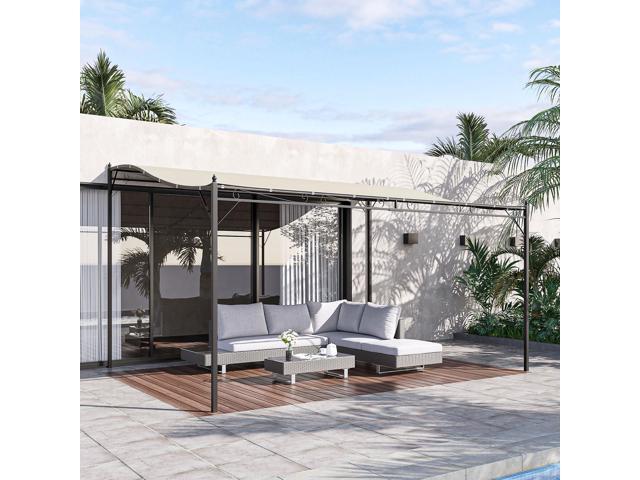 10' x 13' Steel Outdoor Pergola Gazebo, Patio Canopy with Weather-Resistant Fabric and Drainage Holes for Backyard, Deck, Garden, Cream White