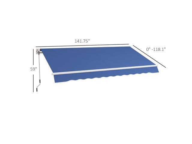12' x 10' Retractable Awning Patio Awnings Sun Shade Shelter with Manual Crank Handle, 280g/m² UV & Water-Resistant Fabric and Aluminum Frame for...