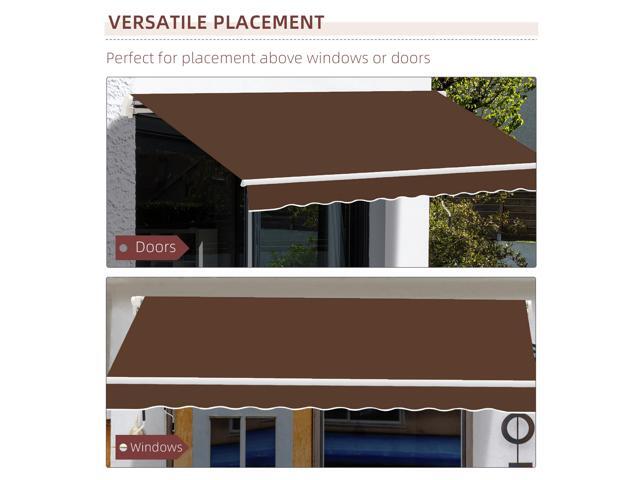 13' x 8' Retractable Awning, Patio Awnings, Sunshade Shelter w/ Manual Crank Handle, UV & Water-Resistant Fabric and Aluminum Frame for Deck,...