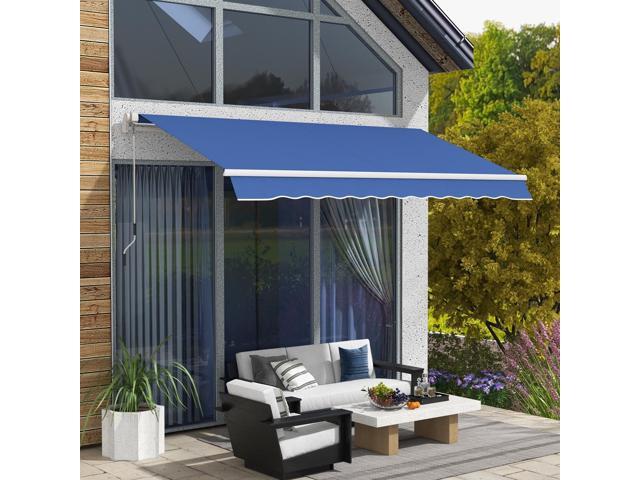 12' x 10' Retractable Awning Patio Awnings Sun Shade Shelter with Manual Crank Handle, 280g/m² UV & Water-Resistant Fabric and Aluminum Frame for...