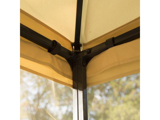 10' x 10' Metal Patio Gazebo, Double Roof Outdoor Gazebo Canopy Shelter with Tree Motifs Corner Frame and Netting, for Garden, Lawn, Backyard, and...
