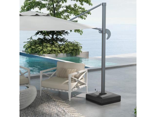 330 lbs. Fillable Umbrella Base for 84D-110V02 Model Umbrella, Heavy Duty Cantilever Umbrella Stand with Lift Wheel, Adjustable Foot Pads, and...