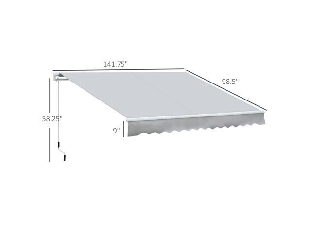 12' x 8' Retractable Awning Patio Awnings Sun Shade Shelter with Manual Crank Handle, 280g/m² UV & Water-Resistant Fabric and Aluminum Frame for...