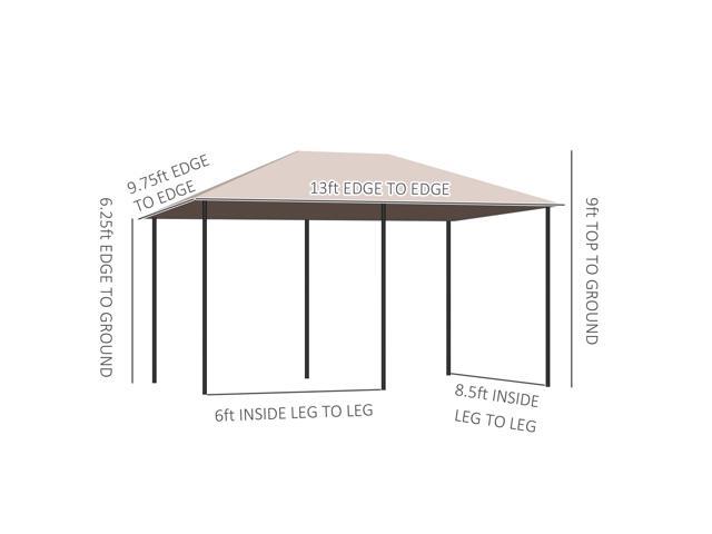 10' x 13' Outdoor Patio Gazebo Canopy Shelter with 6 Removable Sidewalls, & Steel Frame for Garden, Lawn, Backyard and Deck, Khaki