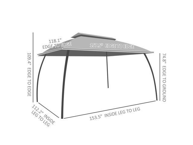 10' x 13' Patio Gazebo, Outdoor Gazebo Canopy Shelter with Netting, Vented Roof, Steel Frame for Garden, Lawn, Backyard, and Deck, Beige