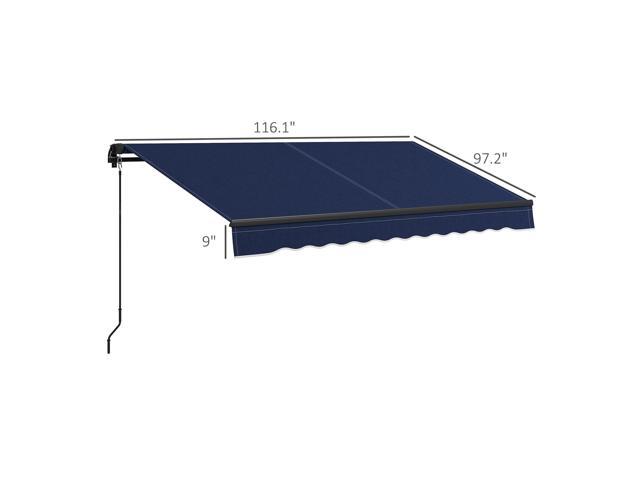 10' x 8' Retractable Awning, Patio Awning Sunshade Shelter with Manual Crank Handle, 280gsm UV Resistant Fabric and Aluminum Frame for Deck,...