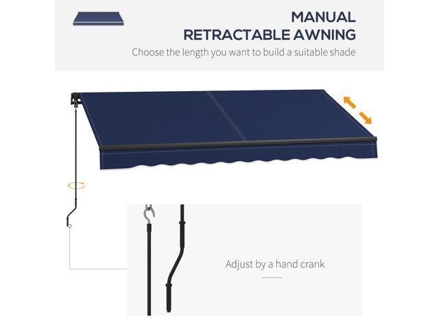 10' x 8' Retractable Awning, Patio Awning Sunshade Shelter with Manual Crank Handle, 280gsm UV Resistant Fabric and Aluminum Frame for Deck,...