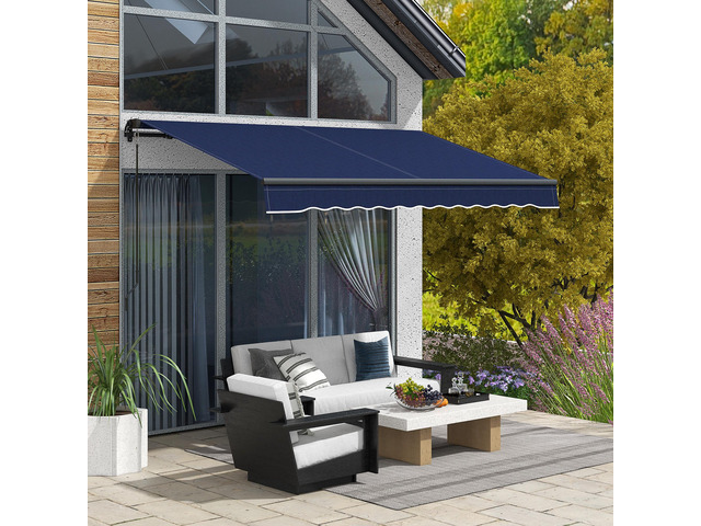 10' x 8' Retractable Awning, Patio Awning Sunshade Shelter with Manual Crank Handle, 280gsm UV Resistant Fabric and Aluminum Frame for Deck,...