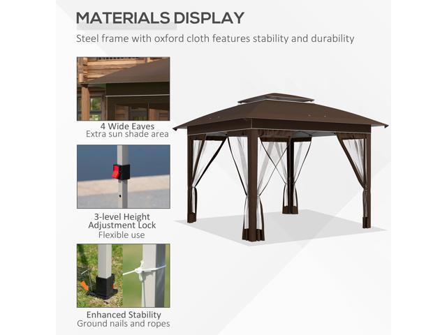 12' x 12' Pop Up Canopy Tent with Netting and Carry Bag, Instant Sun Shelter with 137 sq. ft Shade, Tents for Parties, Height Adjustable, for...