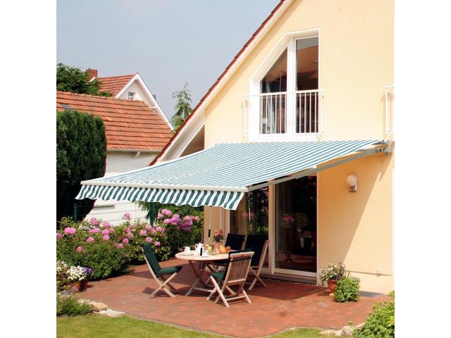 12' x 10' Retractable Awning Patio Awnings Sun Shade Shelter with Manual Crank Handle, 280g/m² UV & Water-Resistant Fabric and Aluminum Frame for...