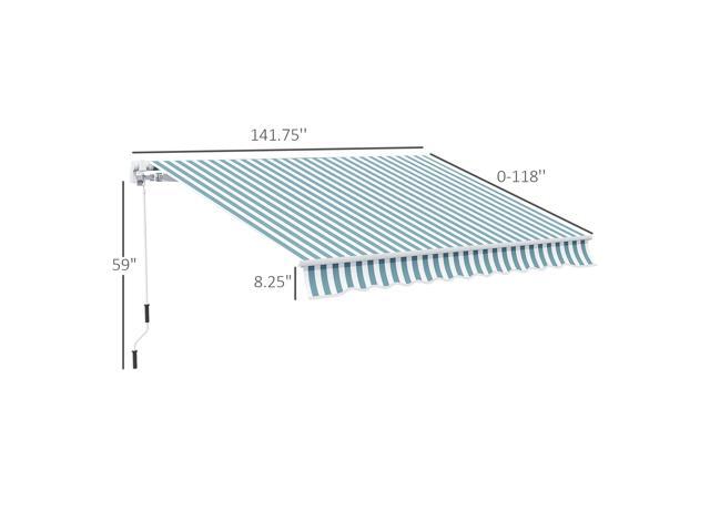 12' x 10' Retractable Awning Patio Awnings Sun Shade Shelter with Manual Crank Handle, 280g/m² UV & Water-Resistant Fabric and Aluminum Frame for...