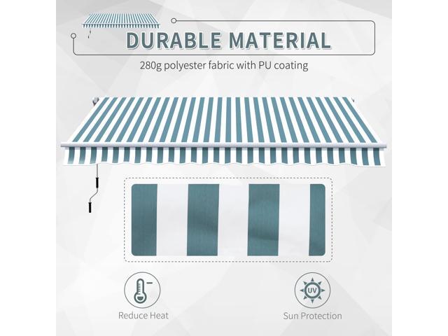 12' x 10' Retractable Awning Patio Awnings Sun Shade Shelter with Manual Crank Handle, 280g/m² UV & Water-Resistant Fabric and Aluminum Frame for...