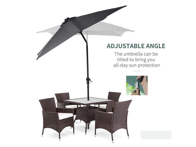 9' x 7' Solar Umbrella, LED Lighted Patio Umbrella for Table or Base with Tilt & Crank, Outdoor Umbrella for Garden, Deck, Backyard, Pool, Beach,...