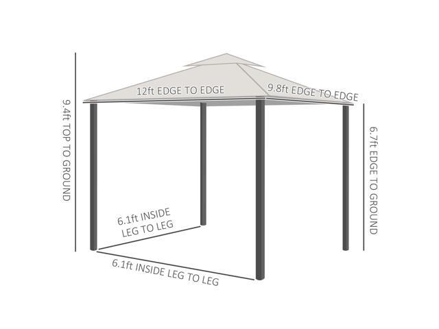 10' x 12' Patio Gazebo with Netting, Double Roof Outdoor Gazebo Canopy Shelter, Solid Metal Frame for Garden, Lawn, Backyard, Deck, Dark Gray