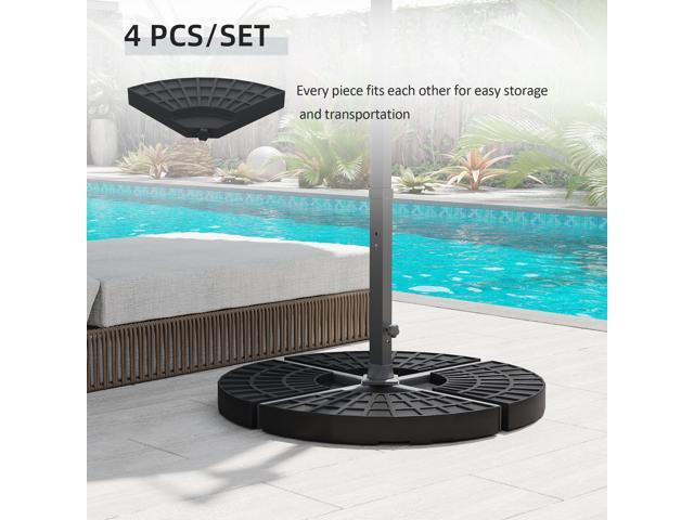 4 Pieces Round Patio Umbrella Base, Cantilever Offset Outdoor Umbrella Weights, 52 Liters Capacity Water or 112 lbs Capacity Sand Plates Set, Black