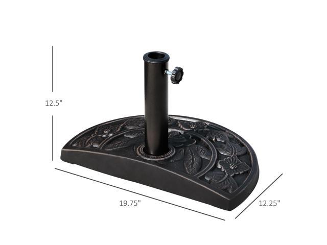 20lbs Half Round Patio Umbrella Base Outdoor Decorative Resin Parasol Stand Holder for 1.5', 1.9' Pole, for Lawn, Deck, Backyard, Garden, Bronze