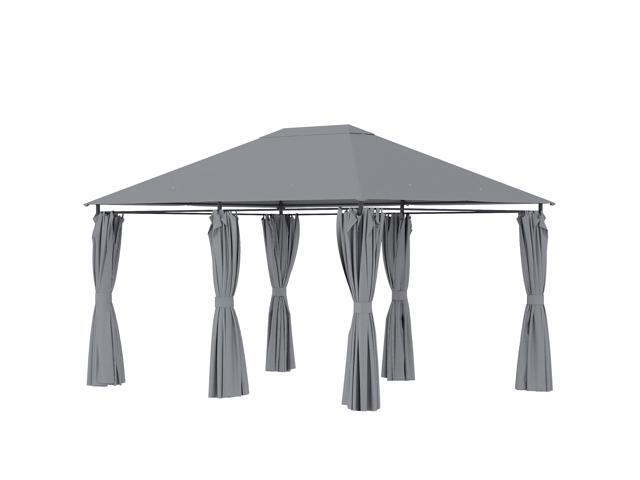 10' x 13' Outdoor Patio Gazebo, Canopy Shelter with 6 Removable Sidewalls & Steel Frame for Garden, Lawn, Backyard & Deck, Gray