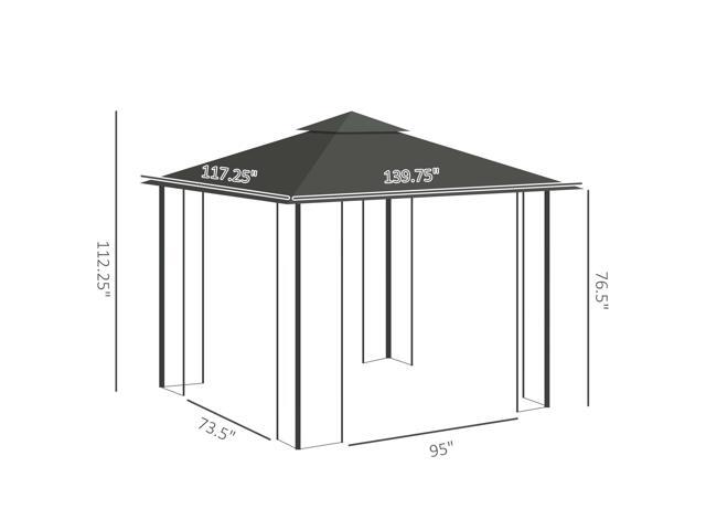 10' x 11.5' Metal Patio Gazebo, Double Roof Outdoor Gazebo Canopy Shelter with Tree Motifs Corner Frame and Netting, for Garden, Lawn, Backyard,...