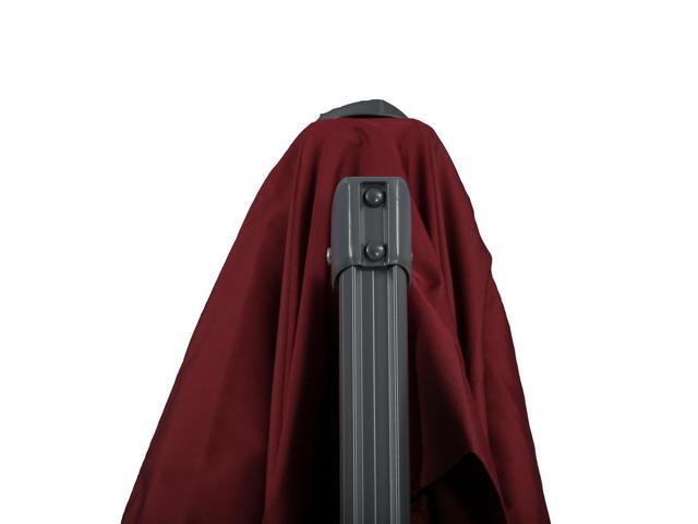10ft Offset Patio Umbrella, Hanging Cantilever Umbrella, Square Shape, Aluminum Cross Base, Tilt, 360-Degree Rotation, Red