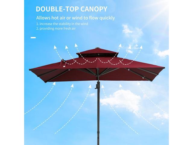 10ft Offset Patio Umbrella, Hanging Cantilever Umbrella, Square Shape, Aluminum Cross Base, Tilt, 360-Degree Rotation, Red