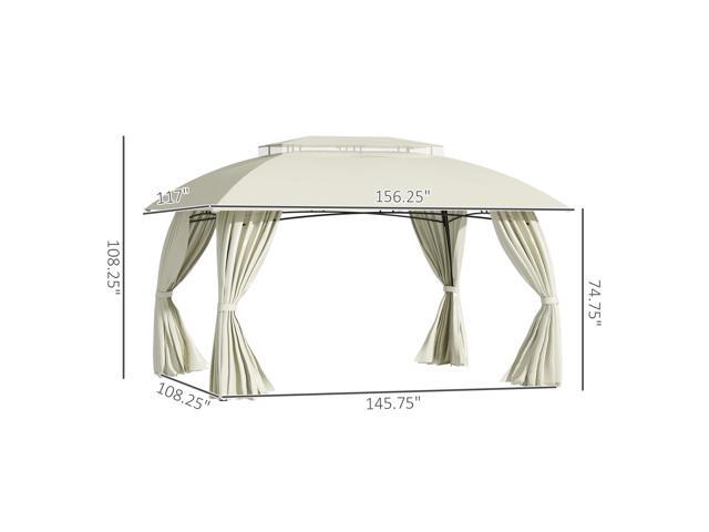 10' x 13' Patio Gazebo Canopy, Double Vented Roof, Steel Frame, Curtain Sidewalls, Outdoor Sun Shade Shelter for Garden, Lawn, Backyard, Deck,, Beige