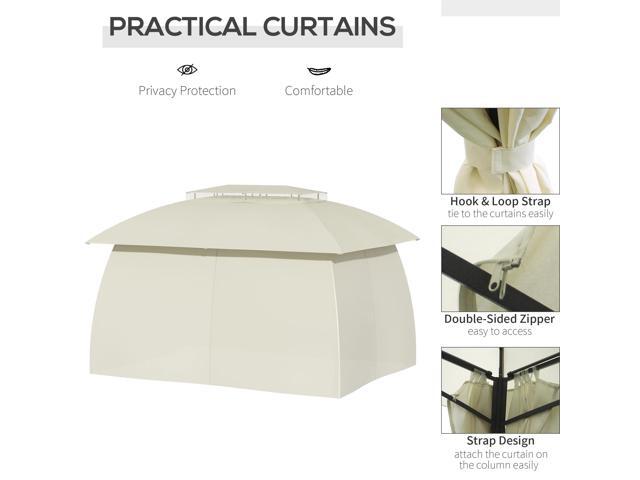 10' x 13' Patio Gazebo Canopy, Double Vented Roof, Steel Frame, Curtain Sidewalls, Outdoor Sun Shade Shelter for Garden, Lawn, Backyard, Deck,, Beige