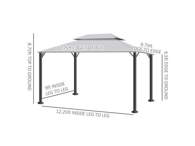 10' x 13' Patio Gazebo, Outdoor Gazebo Canopy Shelter with Netting and Curtains, Aluminum Frame for Garden, Lawn, Backyard and Deck, Gray