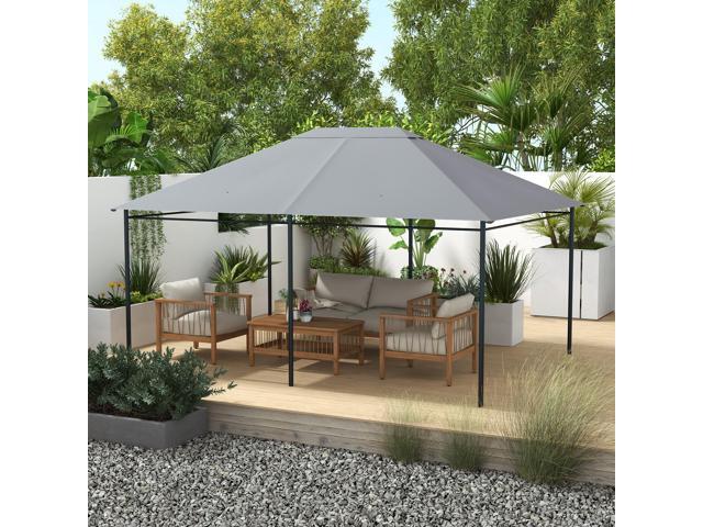 10' x 13' Gazebo Canopy Replacement, Outdoor Gazebo Cover Top Roof Replacement with Vents and Drain Holes, (TOP COVER ONLY), Light Gray
