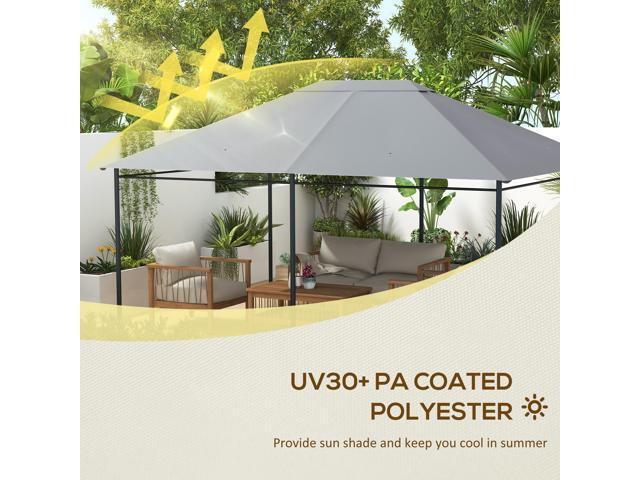 10' x 13' Gazebo Canopy Replacement, Outdoor Gazebo Cover Top Roof Replacement with Vents and Drain Holes, (TOP COVER ONLY), Light Gray