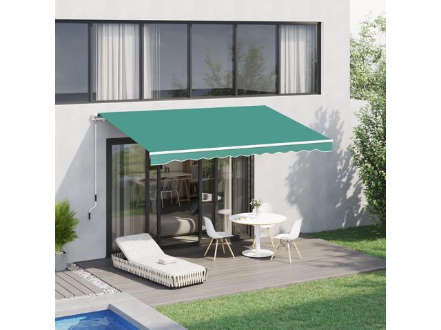 13' x 8' Retractable Awning, Patio Awnings, Sunshade Shelter w/ Manual Crank Handle, UV & Water-Resistant Fabric and Aluminum Frame for Deck,...