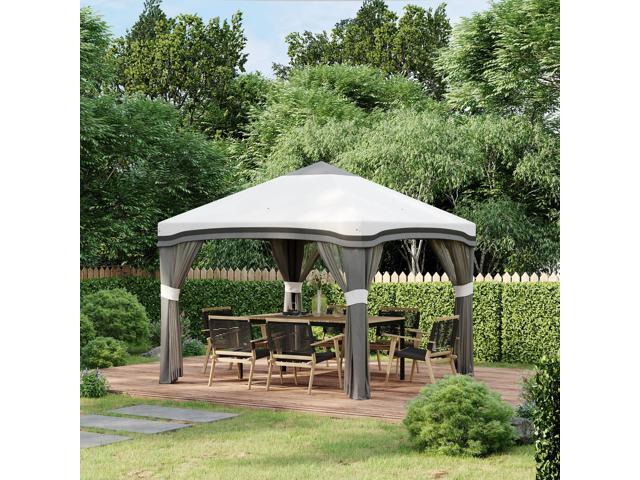 10' x 10' Pop Up Canopy Tent with Netting, Instant Tents for Parties, Height Adjustable, with Wheeled Carry Bag and 4 Sand Bags for Outdoor,...