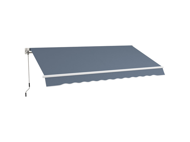 12' x 10' Retractable Awning Patio Awnings Sun Shade Shelter with Manual Crank Handle, 280g/mÂ² UV & Water-Resistant Fabric and Aluminum Frame for...