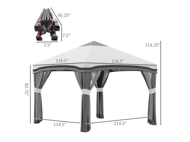 10' x 10' Pop Up Canopy Tent with Netting, Instant Tents for Parties, Height Adjustable, with Wheeled Carry Bag and 4 Sand Bags for Outdoor,...