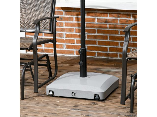 Patio Umbrella Base with Wheels, 53lbs Water or 66lbs Sand Filled, Heavy Duty Outdoor Umbrella Stand Holder, Gray