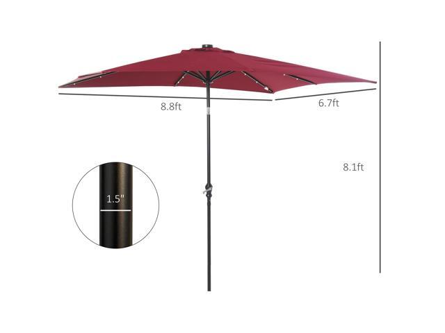 9' x 7' Solar Umbrella, LED Lighted Patio Umbrella for Table or Base with Tilt & Crank, Outdoor Umbrella for Garden, Deck, Backyard, Pool, Beach,...