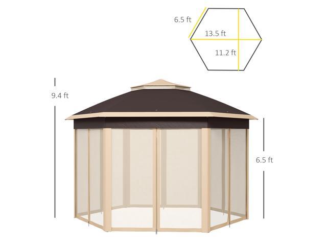 13' x 13' Pop Up Gazebo, Hexagonal Canopy Shelter with 6 Zippered Mesh Netting, Event Tent with Strong Steel Frame for Patio, Backyard, Garden,...