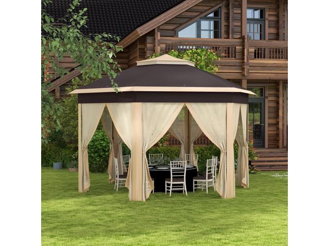 13' x 13' Pop Up Gazebo, Hexagonal Canopy Shelter with 6 Zippered Mesh Netting, Event Tent with Strong Steel Frame for Patio, Backyard, Garden,...