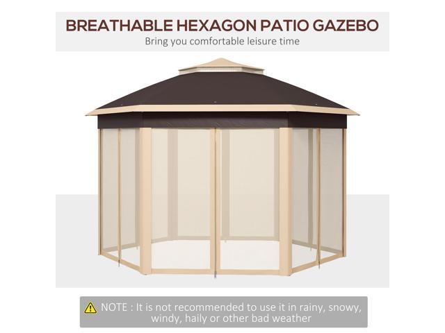 13' x 13' Pop Up Gazebo, Hexagonal Canopy Shelter with 6 Zippered Mesh Netting, Event Tent with Strong Steel Frame for Patio, Backyard, Garden,...